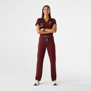 FIGS High Waisted Livingston Basic Scrub Pants™ Burgundy XS Petite